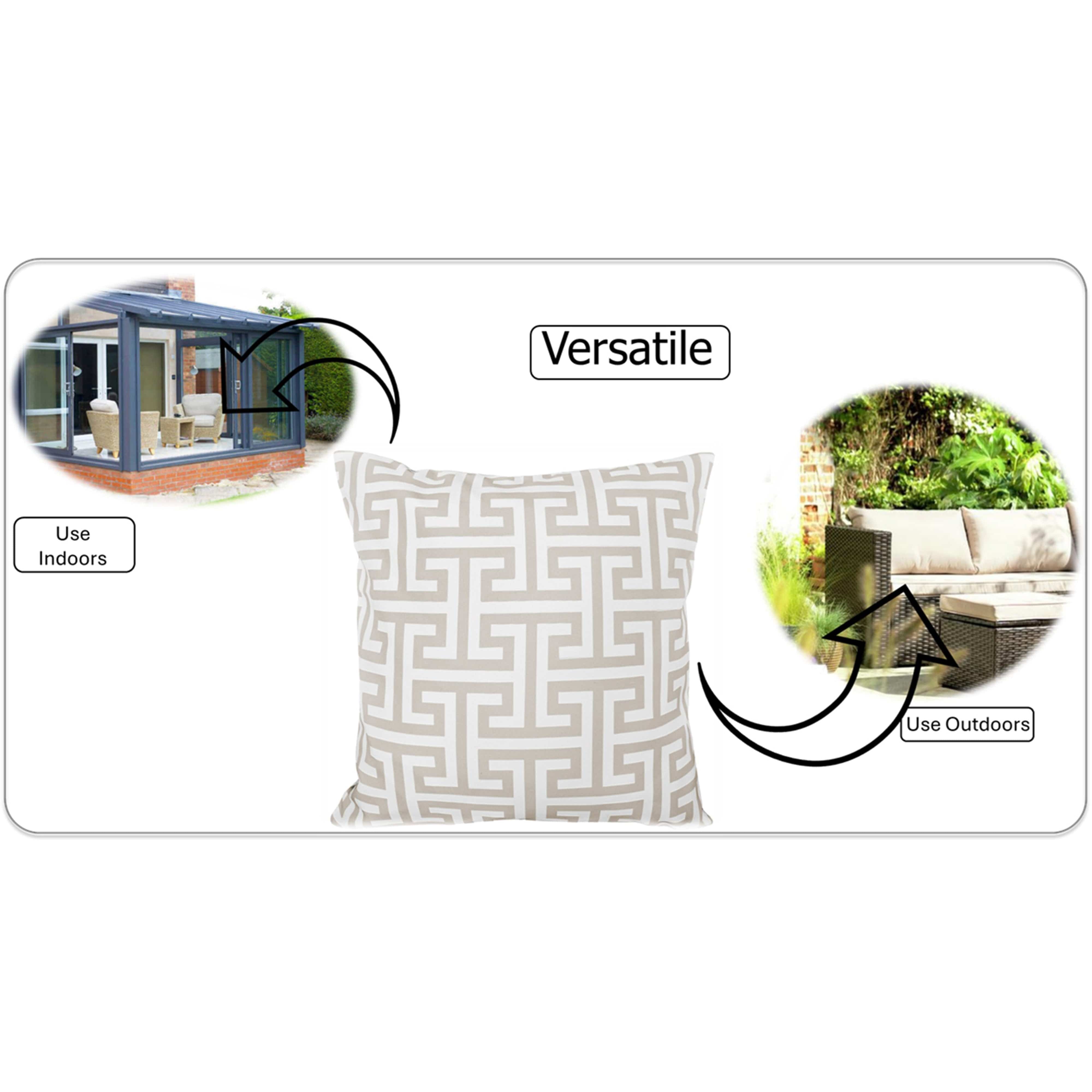 Waterproof Breathable Milano Natural Hollowfibre Filled Cushions 43x43cm for Outdoor Garden Bench Sofa or Indoor Use by OLIVIA ROCCO