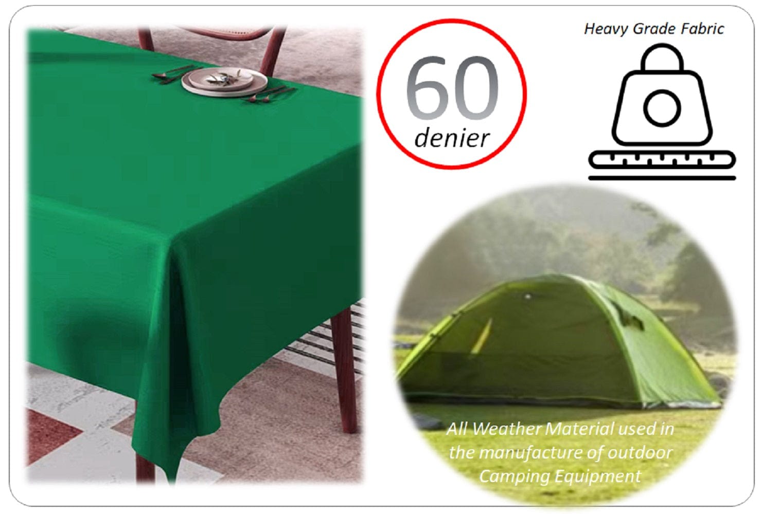 Waterproof Stain Resistant Rectangular Polyester Tablecloth Picnic Mat 145x200cm for Kitchen Dining Indoor Outdoor by OLIVIA ROCCO