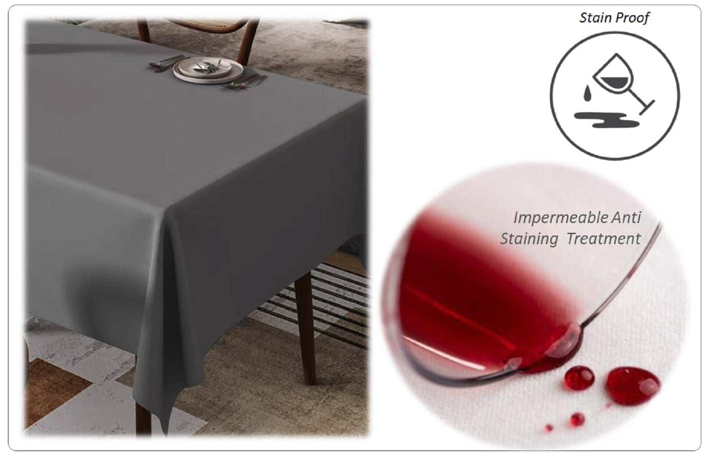 Waterproof Stain Resistant Rectangular Polyester Tablecloth Picnic Mat 145x200cm for Kitchen Dining Indoor Outdoor by OLIVIA ROCCO