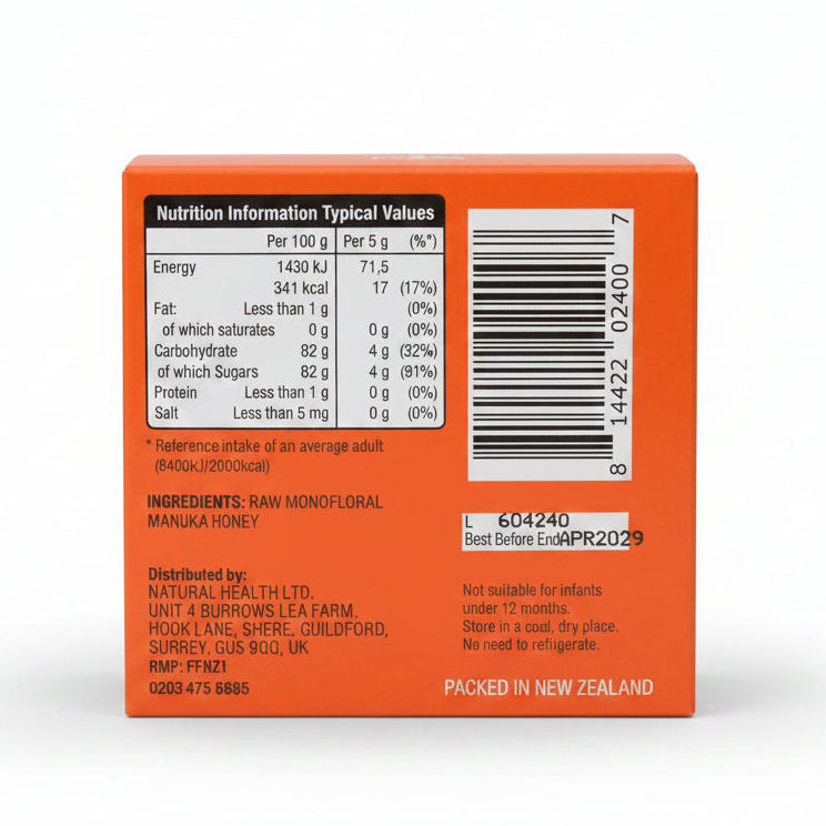 Wedderspoon Manuka Honey On The Go – KFactor 16+ Snap Packs (24 x 5g)