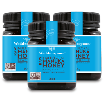 Wedderspoon Raw Manuka Honey KFactor 12+ 250g – Triple Pack