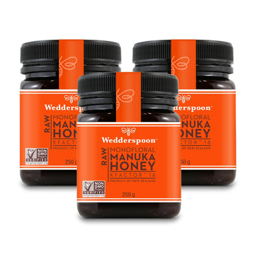 Wedderspoon Raw Manuka Honey KFactor 16+ 250g – Triple Pack