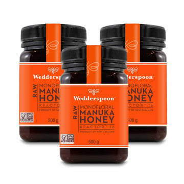 Wedderspoon Raw Manuka Honey KFactor 16+ – Triple Pack (3 x 500g)