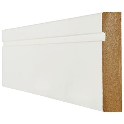 White Primed Single Groove Skirting  - 3000mm x 146mm