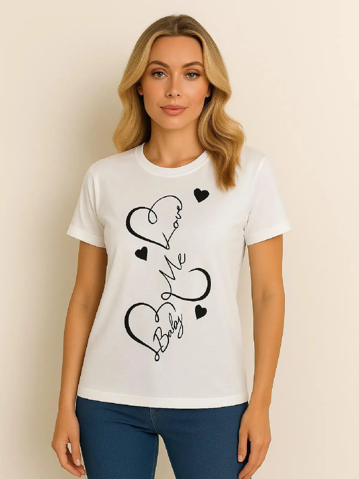 Love Me Baby” Heart Print T-Shirt