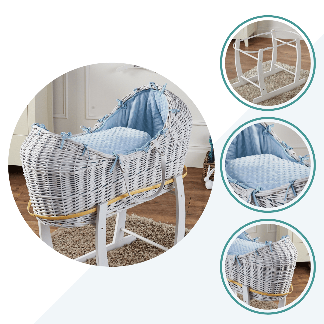 Wicker Deluxe Pod Baby Moses Basket With Stand