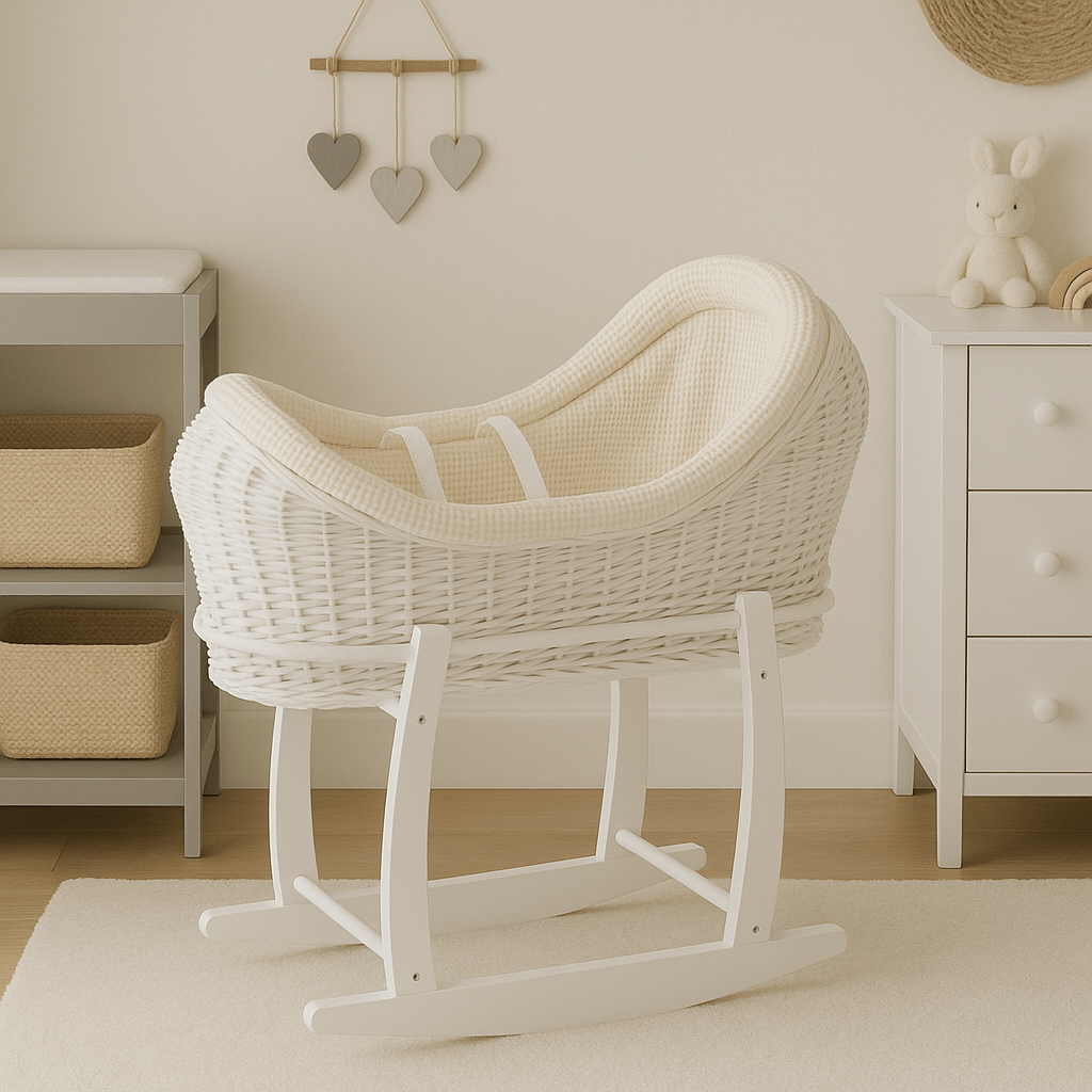 Wicker Deluxe Pod Baby Moses Basket With Stand