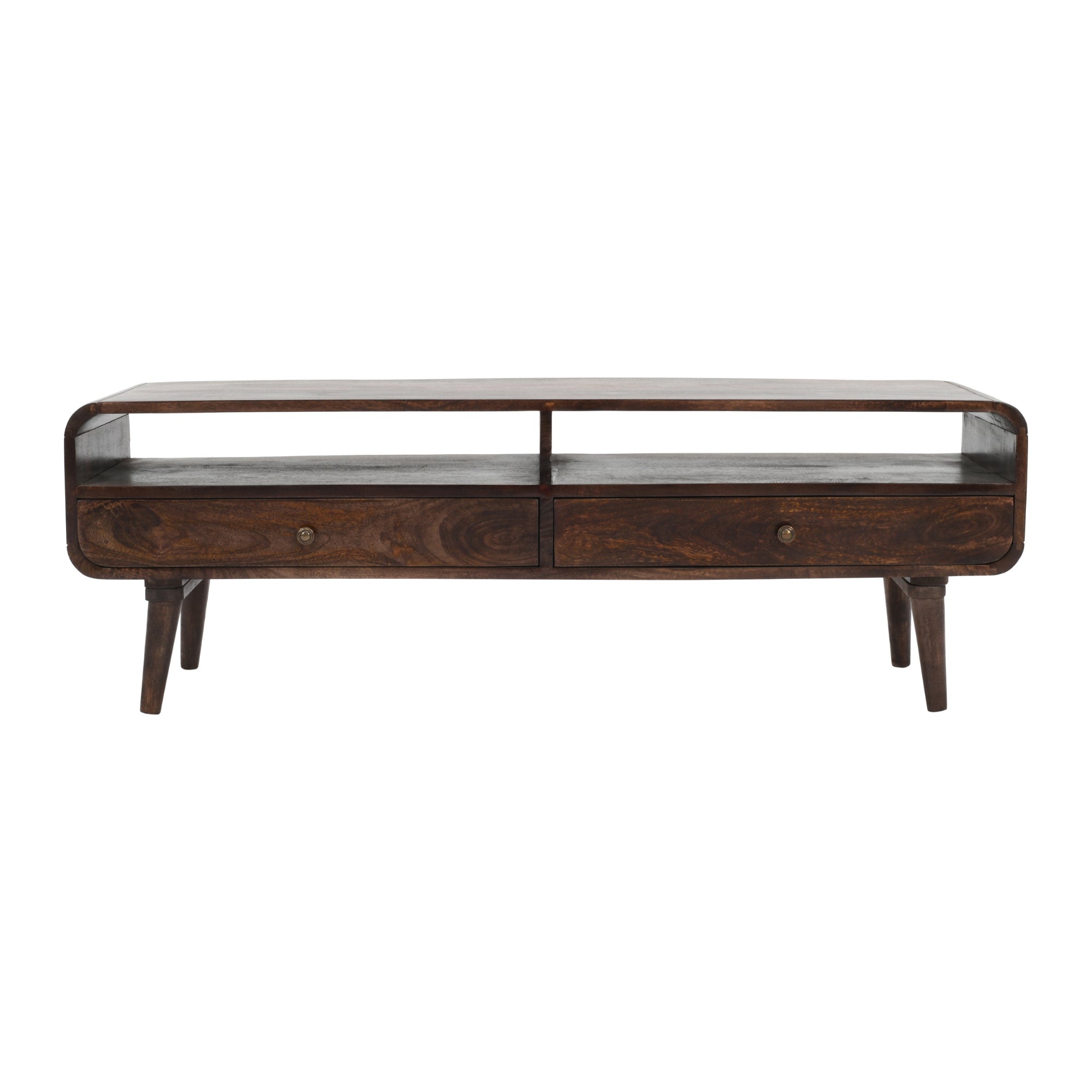 Franklin Dark Mango Wood Large TV Stand with 2 Drawers