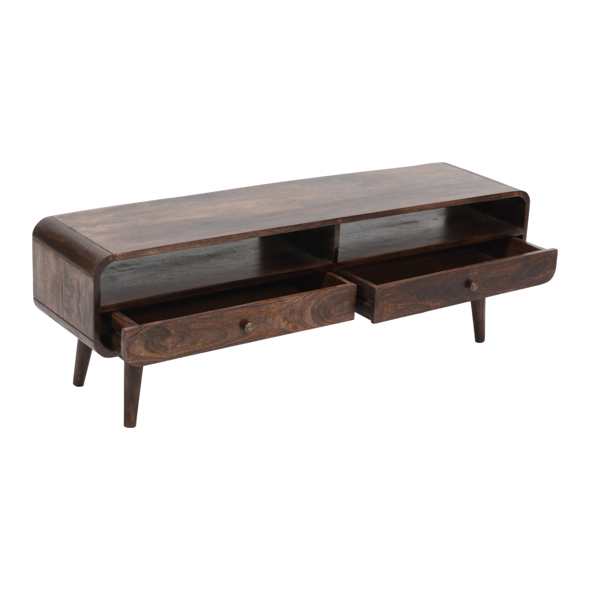Franklin Dark Mango Wood Large TV Stand with 2 Drawers