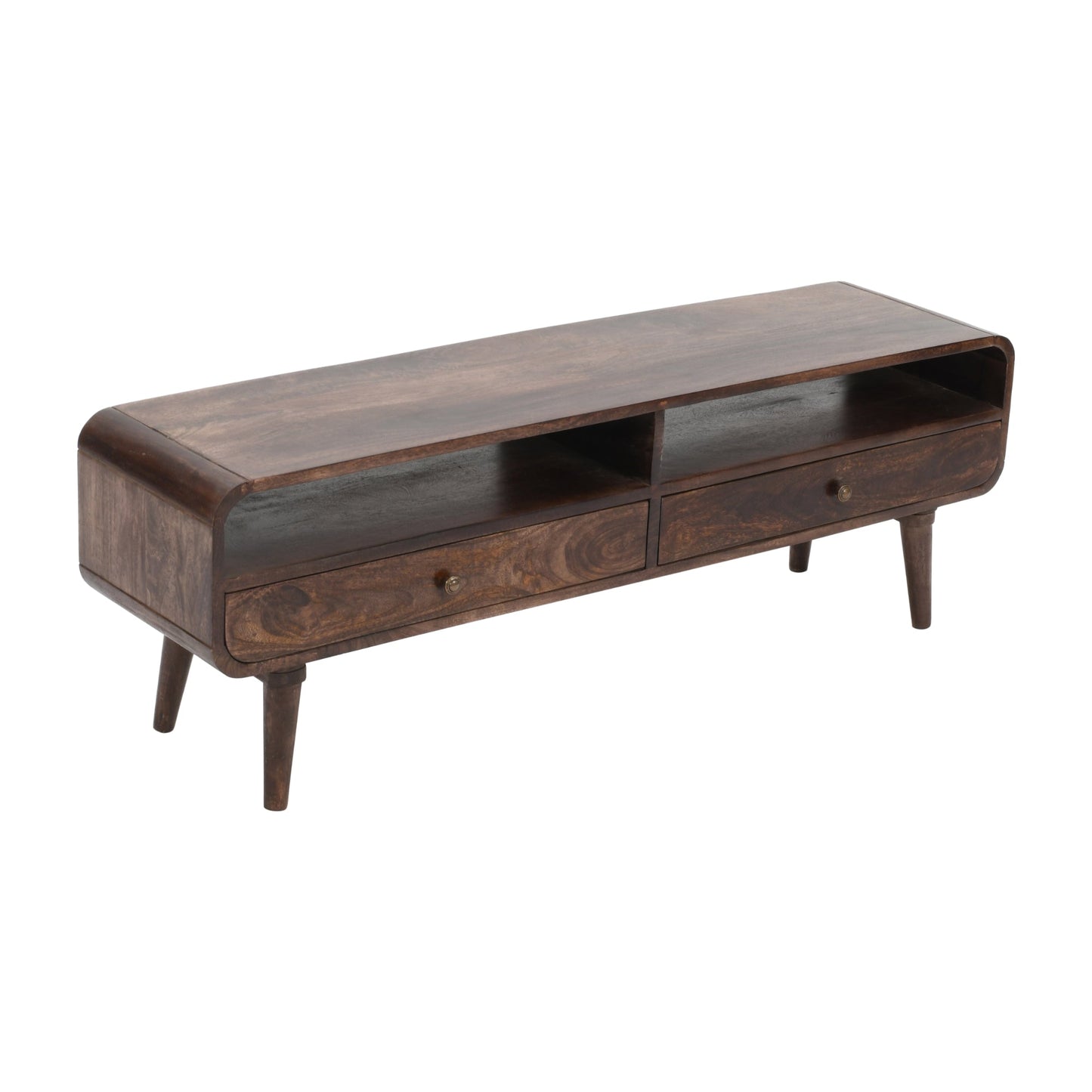 Franklin Dark Mango Wood Large TV Stand with 2 Drawers