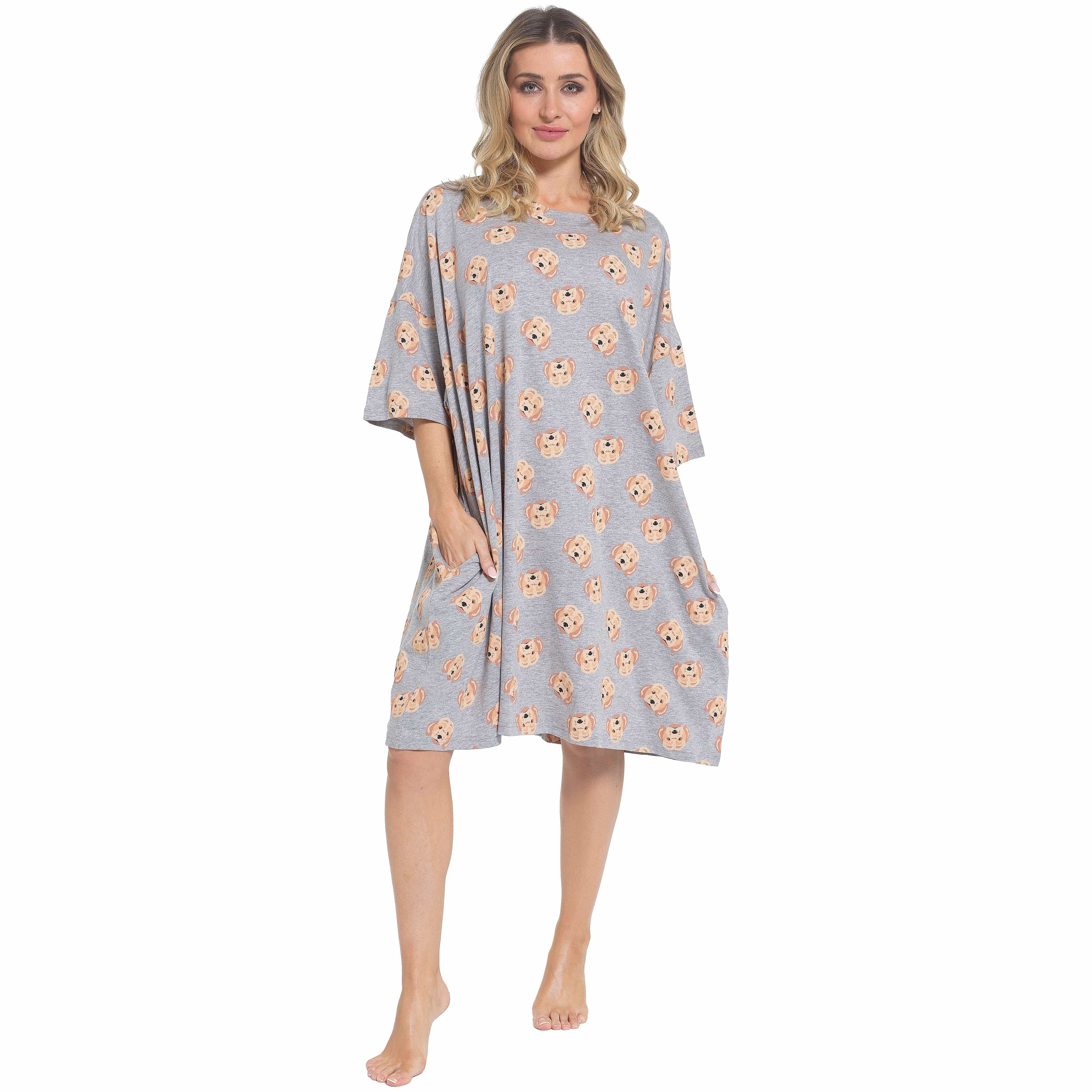 Women's Cockapoo Baggy Nighty Dress Oversized T-Shirt Nighties 100% Cotton Short Sleeved Nightshirt for Ladies by Daisy Dreamer