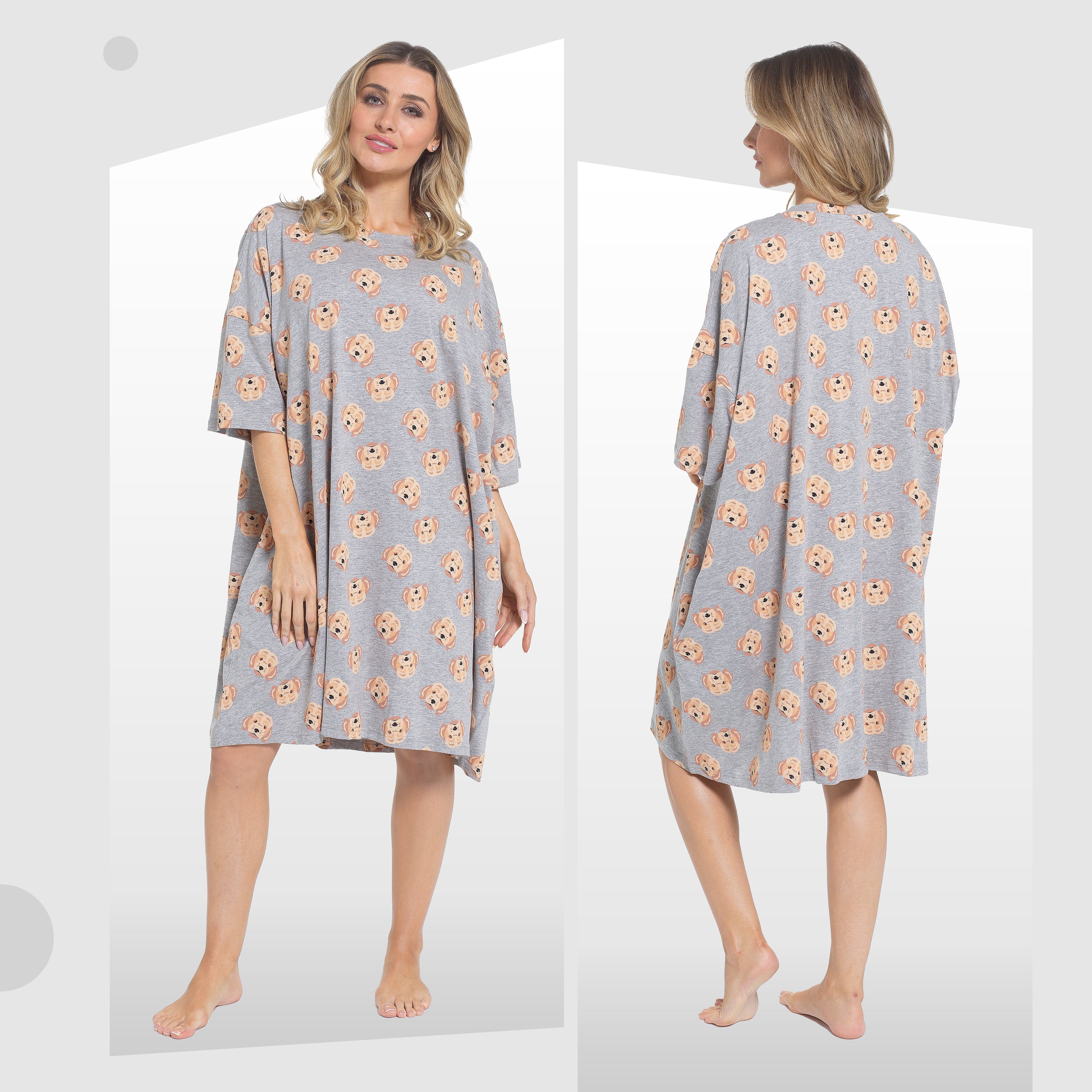 Women's Cockapoo Baggy Nighty Dress Oversized T-Shirt Nighties 100% Cotton Short Sleeved Nightshirt for Ladies by Daisy Dreamer