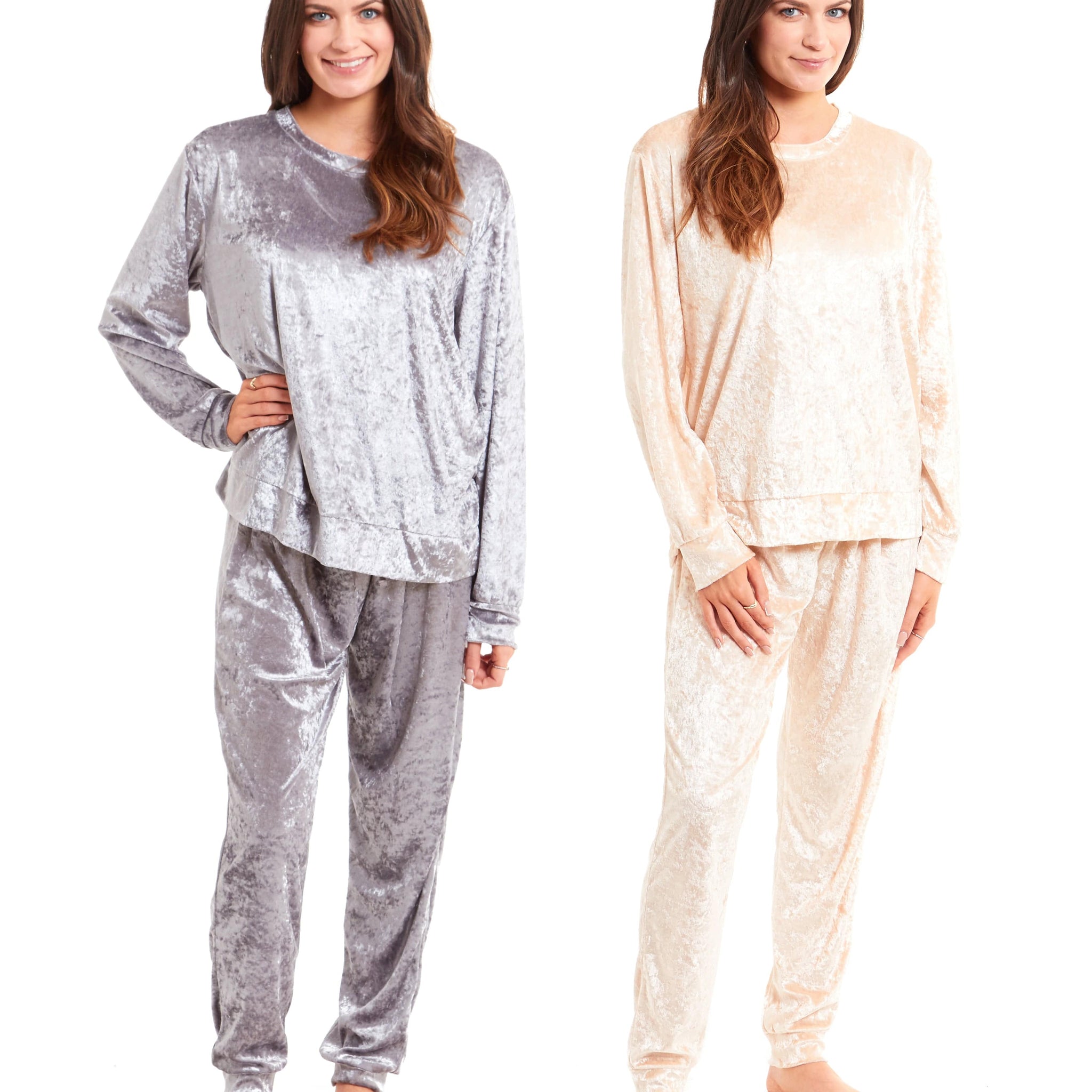 Women's Crushed Velvet Pyjama Set Soft Comfortable Loungewear Top and Pants Perfect Luxurious Nightwear Gift in Multiple Sizes and Elegant Colours by Daisy Dreamer
