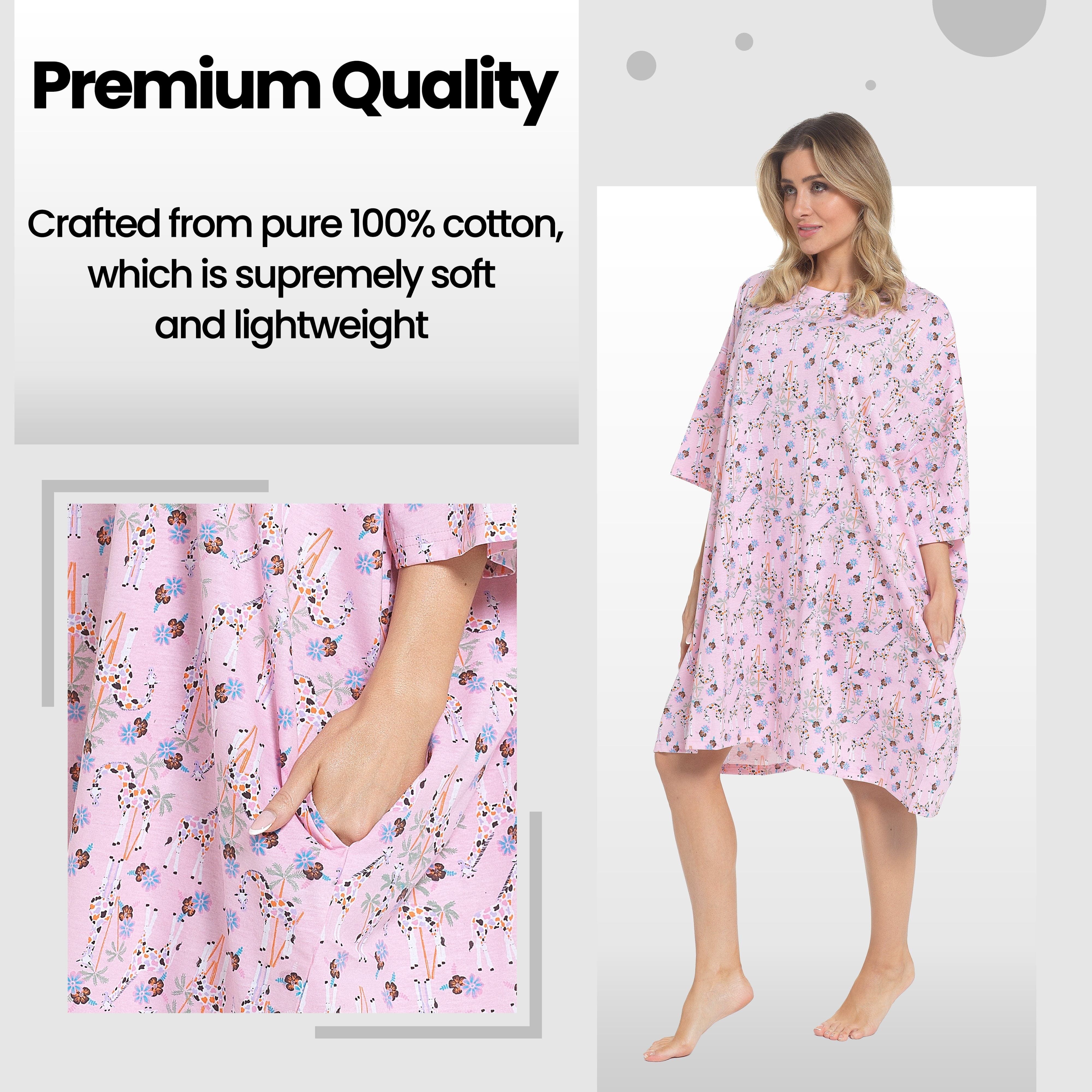 Women's Giraffe Baggy Nighty Dress Oversized T-Shirt Nighties 100% Cotton Short Sleeved Nightshirt for Ladies by Daisy Dreamer