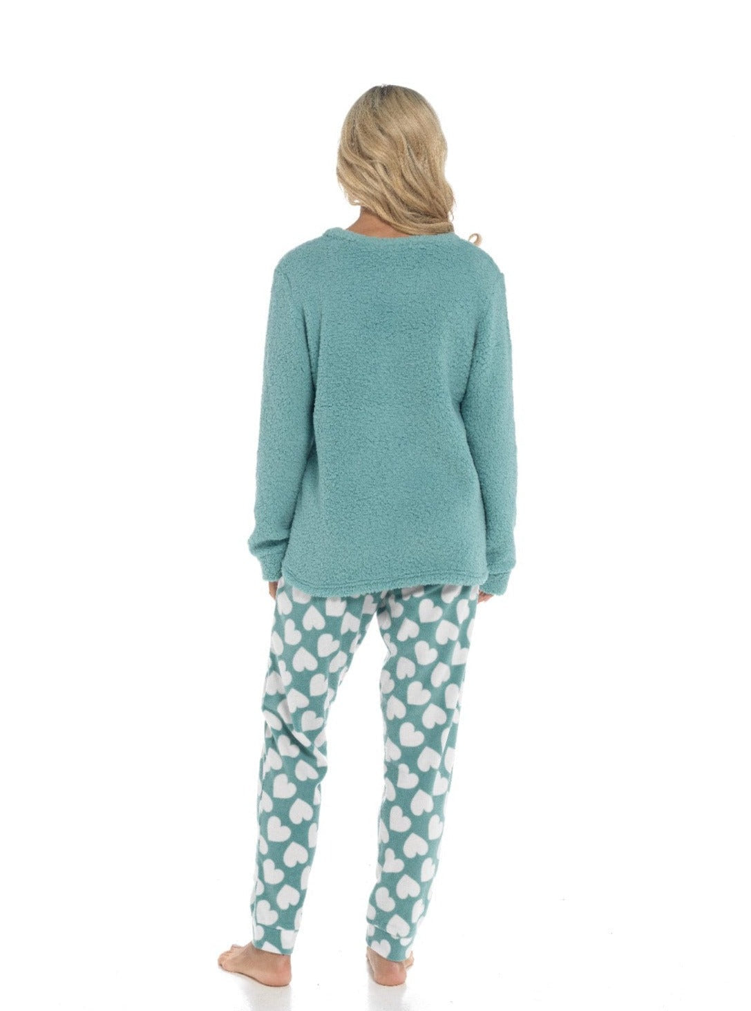 Women's Panda Snuggle Fleece Pyjama Set with Printed Pants Soft and Comfortable Loungewear in Easy Care Fabric Sizes Small to X-Large by Daisy Dreamer