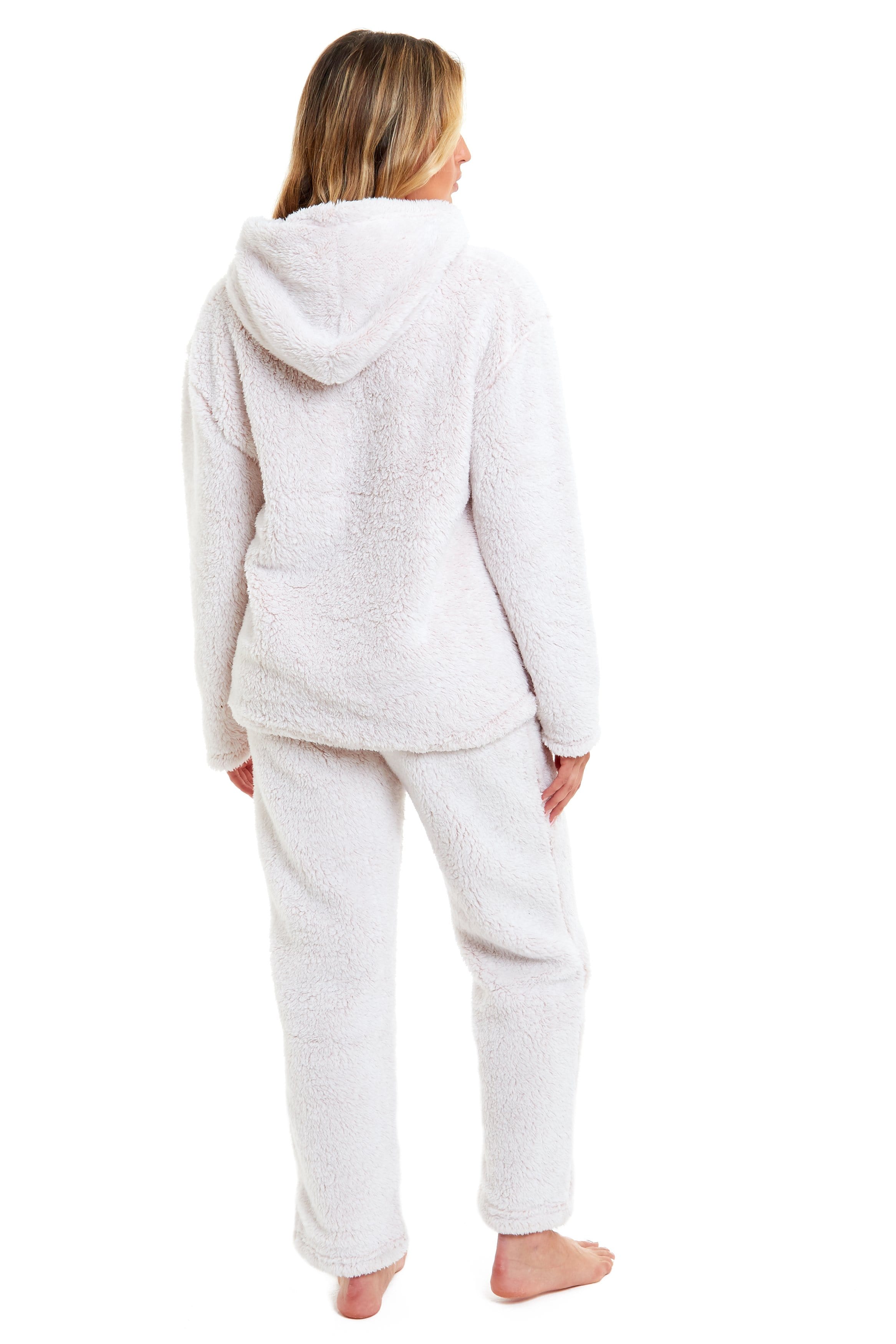 Women's Pink Plush Fleece Hooded Pyjama Set Ultimate Comfort Warmth Ladies Flannel Teddy Nightwear Loungewear Sizes 8-22 Ideal Gift by Daisy Dreamer