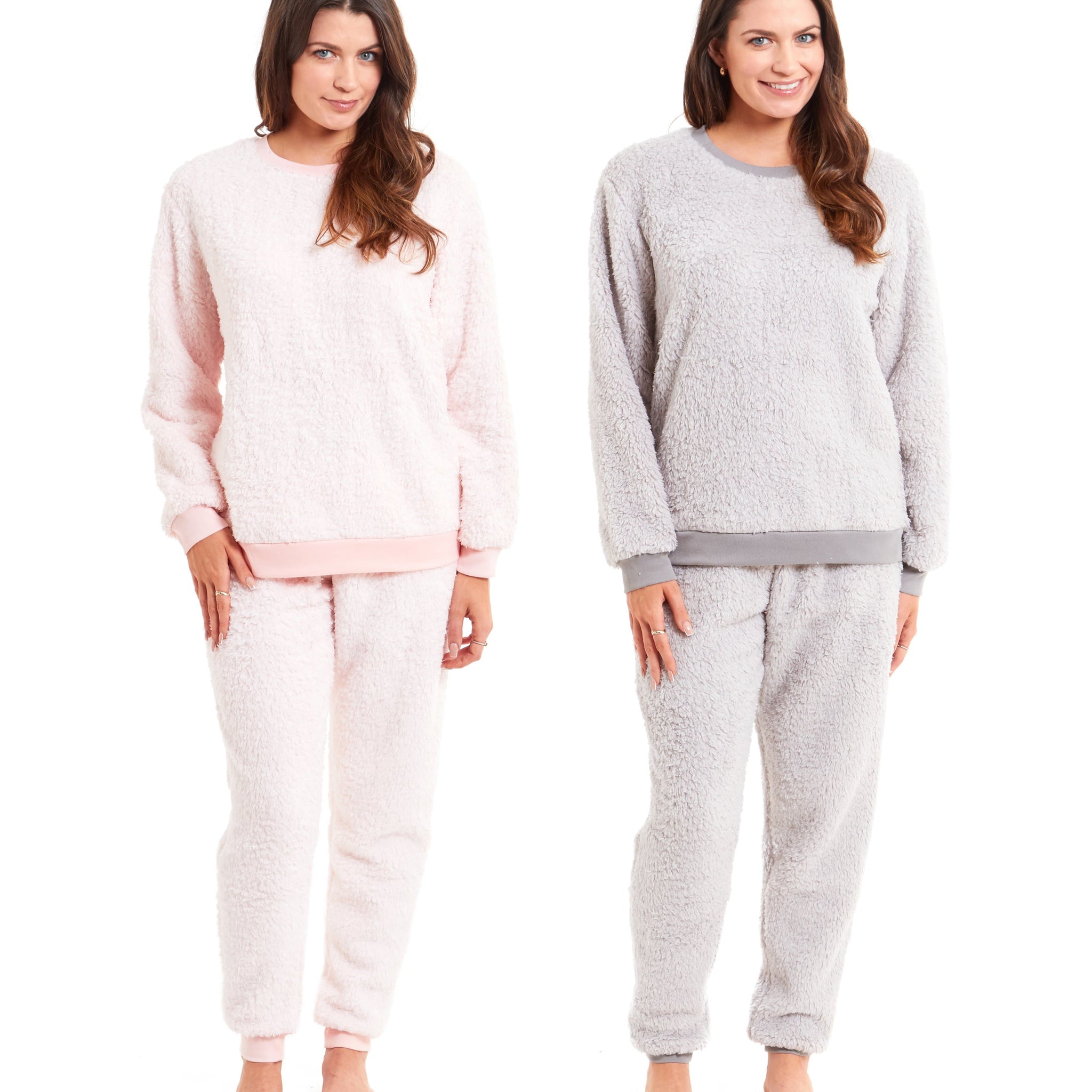 Women's Super Soft Teddy Fleece Pyjama Set Warm Cozy Stretchable Loungewear Crew Neck Nightwear Perfect for Relaxation and Sleep by Daisy Dreamer