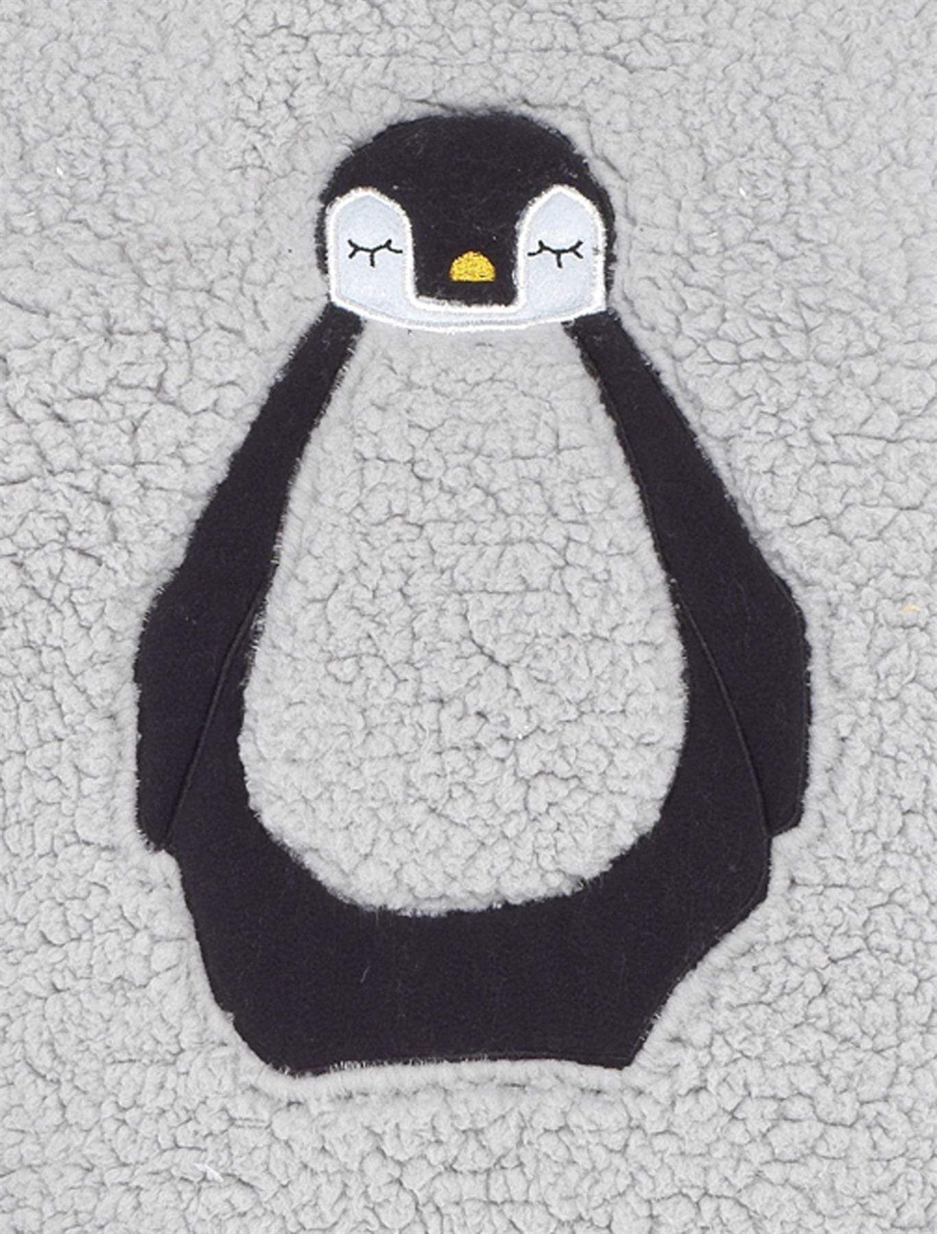 Women's Teddy Fleece Pyjama Set with Penguin Design Soft Cosy Nightwear Stylish Loungewear Warm Snuggle PJs with Contrasting Bottoms for Chilly Evenings by Daisy Dreamer