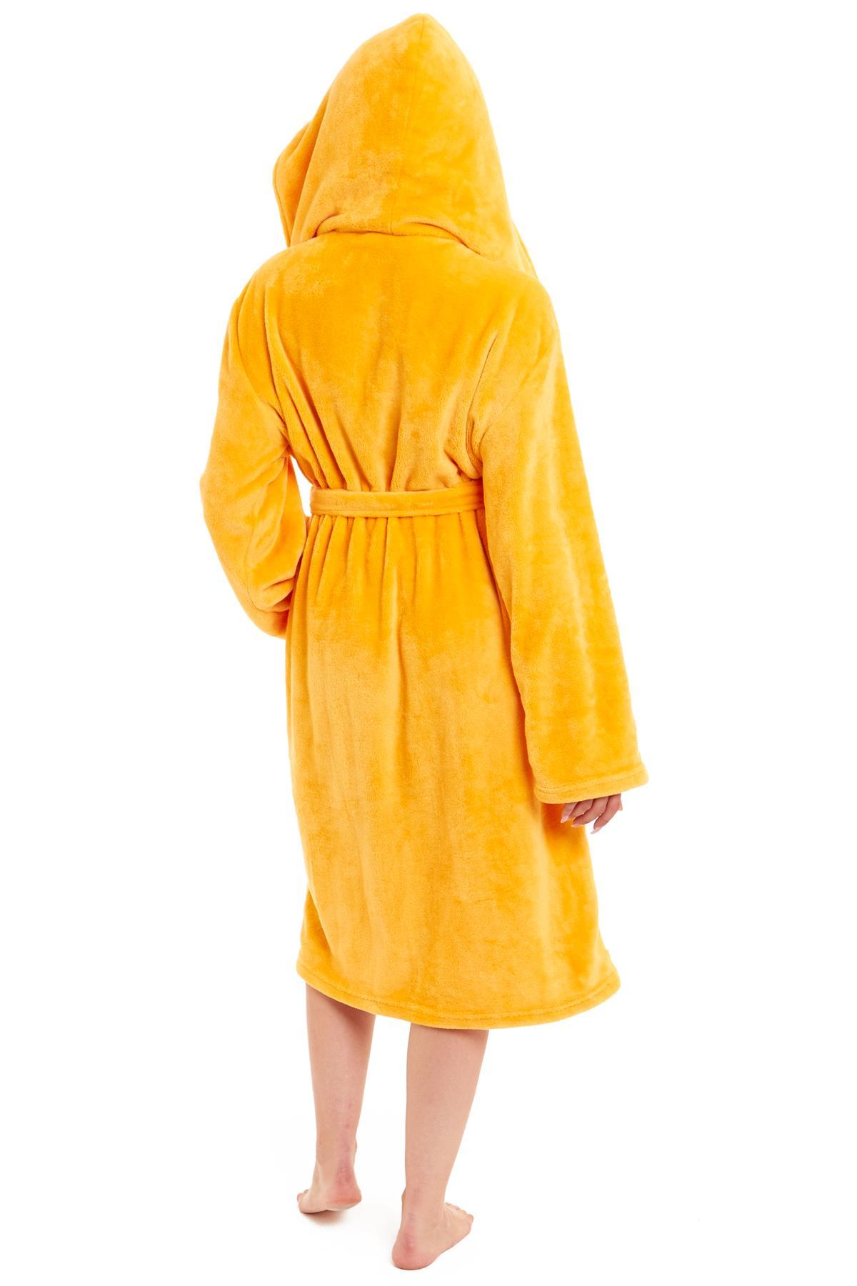 Women's Ultra-Soft Hooded Plush Fleece Dressing Gown Warm Velvet Bathrobe for Lounging and Relaxing in Winter by Daisy Dreamer