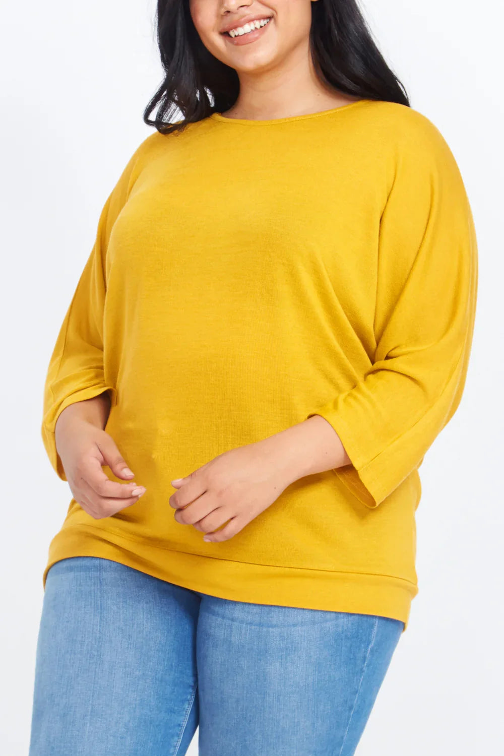 Curve Button Back Long Sleeve Top | Plus Size Women’s Top