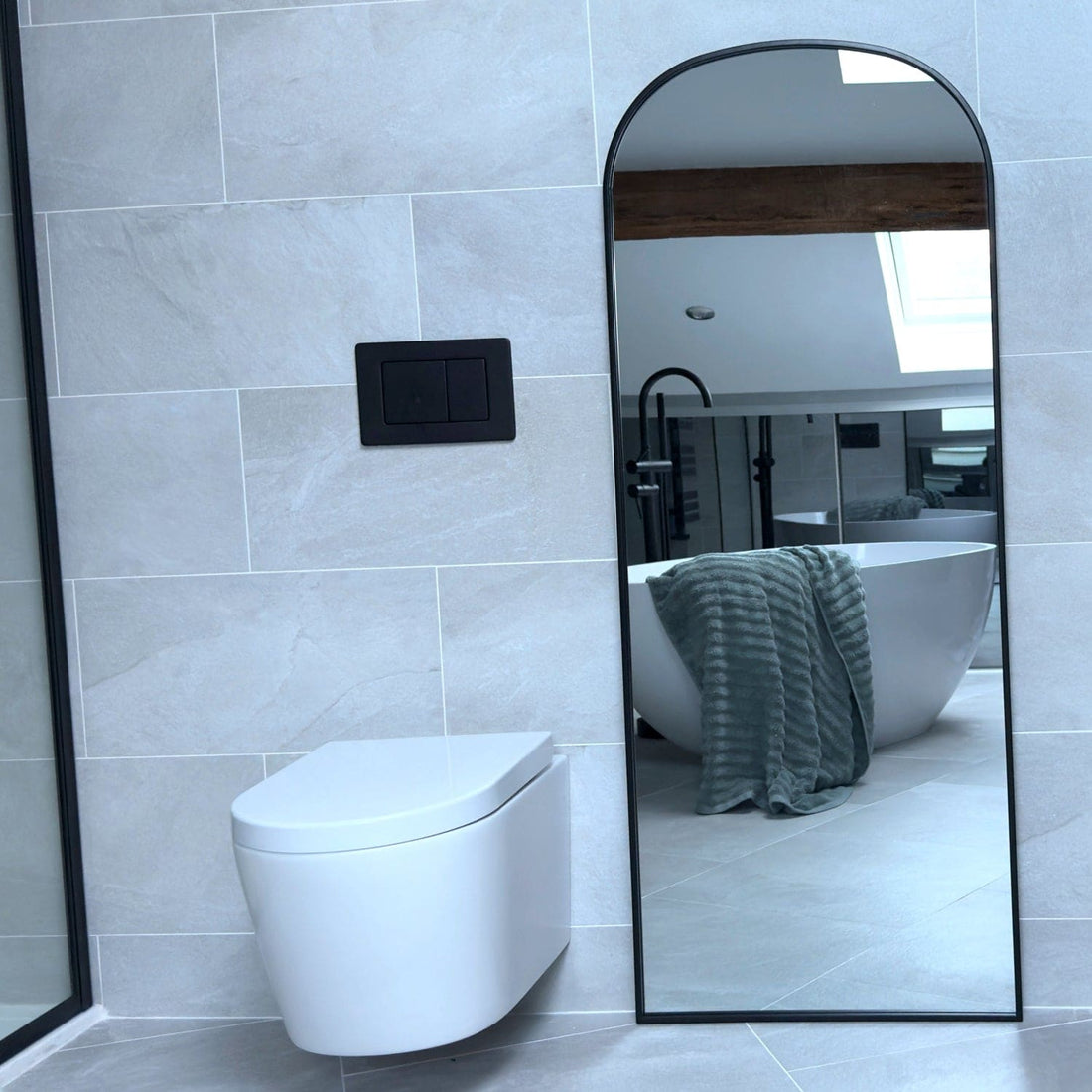 Yoko - Black Metal Gentle Arch Mirror - 150cm x 60cm