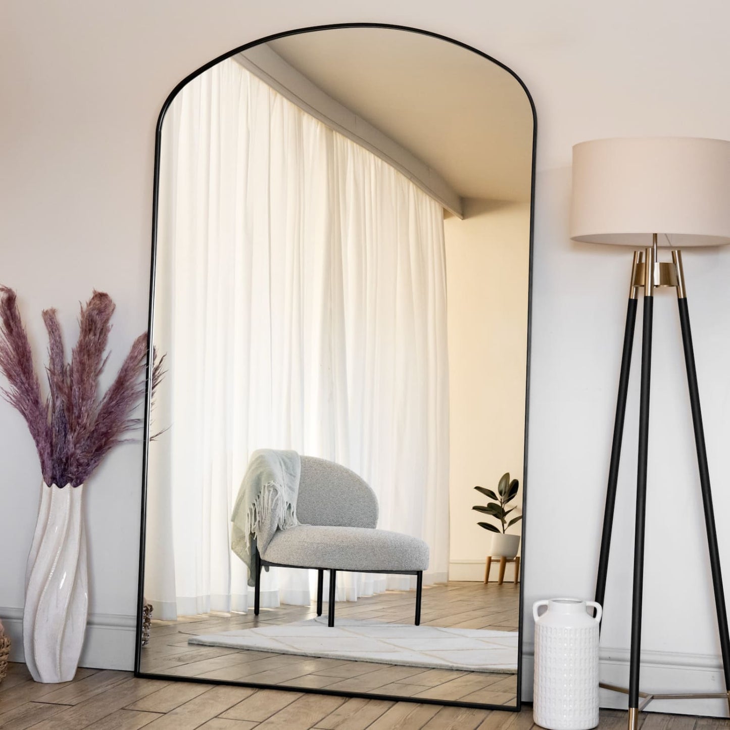Yoko - Black Metal Gentle Arch Mirror - 180cm x 105cm