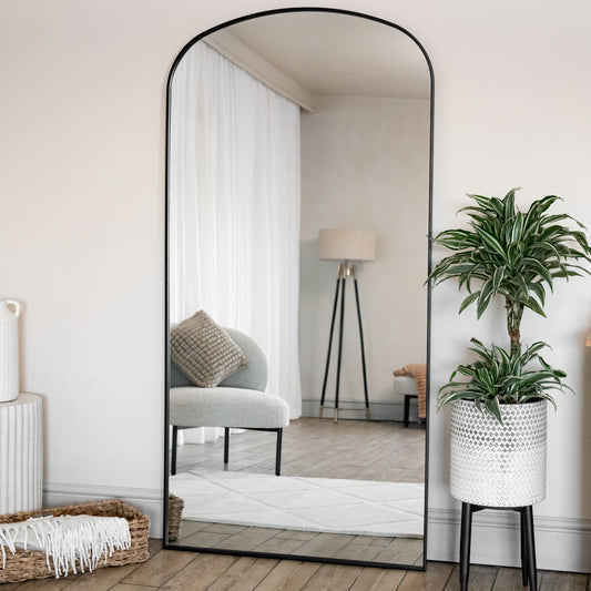 Yoko - Full Length Black Metal Gentle Arch Mirror - 180cm x 90cm