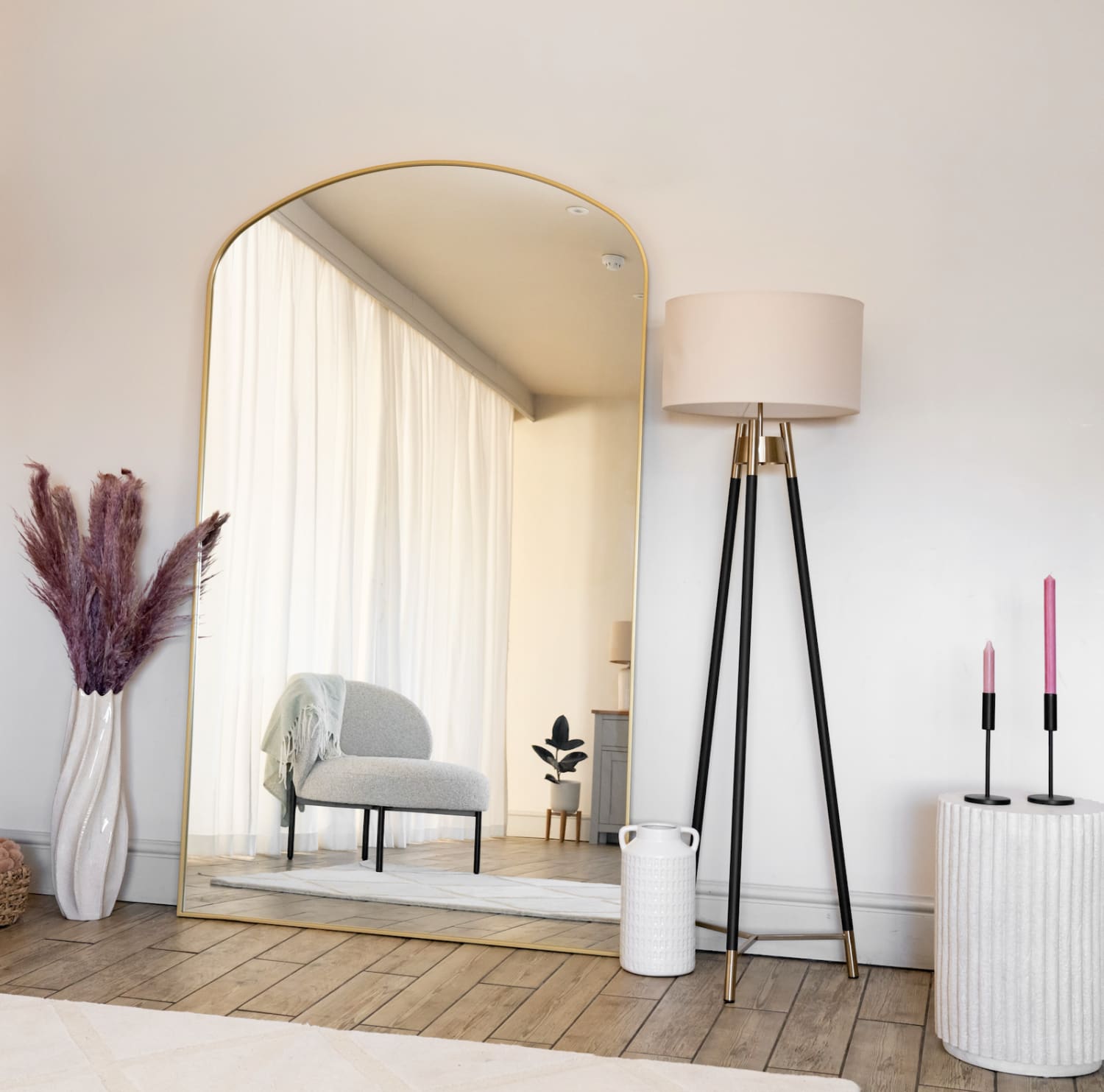 Yoko - Gold Metal Gentle Arch Mirror - 180cm x 105cm.