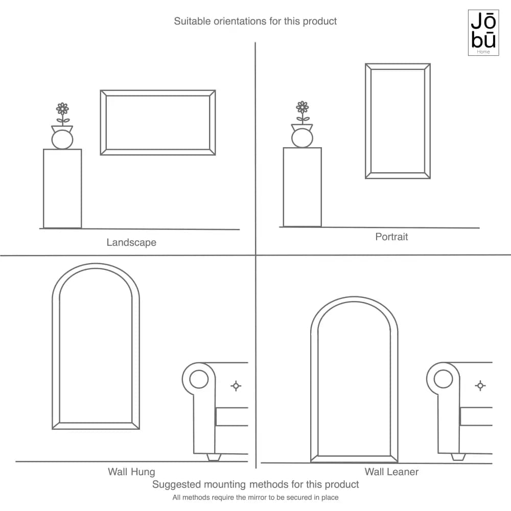 Yoko - Black Metal Gentle Arch Mirror - 120cm x 95cm